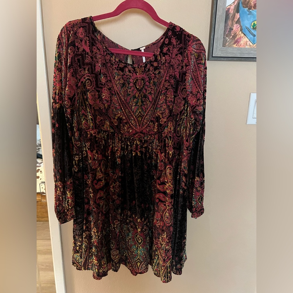 Free People Velvet Print Mini Dress